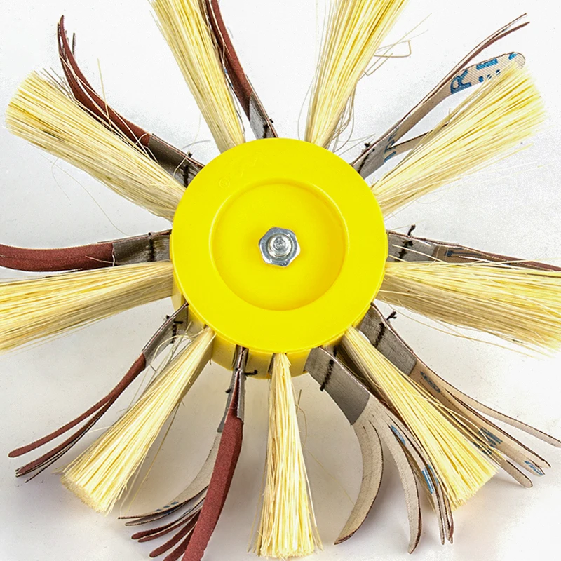 Polishing flower head sisal sand cloth wheel Emery cloth Polishing Brush Wheel for Woodworking Furniture groove lines