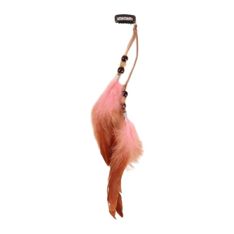 49MC Vintage and Tassels Hair Accessory Long Headband Hairpiece for Stylish Outfits and Everyday Wear