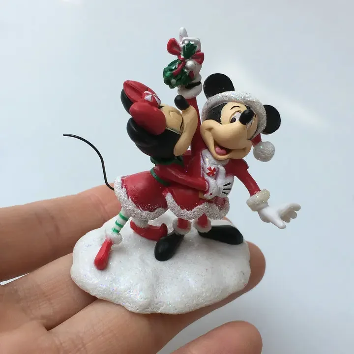 Disney Kawaii Cute Lovely Mickey Minnie Mouse Christmas Styling Doll Gifts Toy Model Anime Figures Collect Ornaments