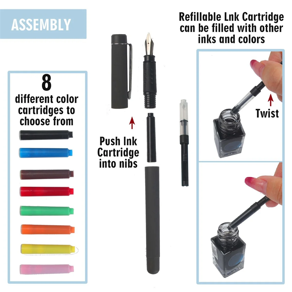 35pcs/Set Calligraphy Pen Set with Pen Holder Pen Nibs Colorfull Ink Sac Rocker Blotter Comic Pen Supplies Statione