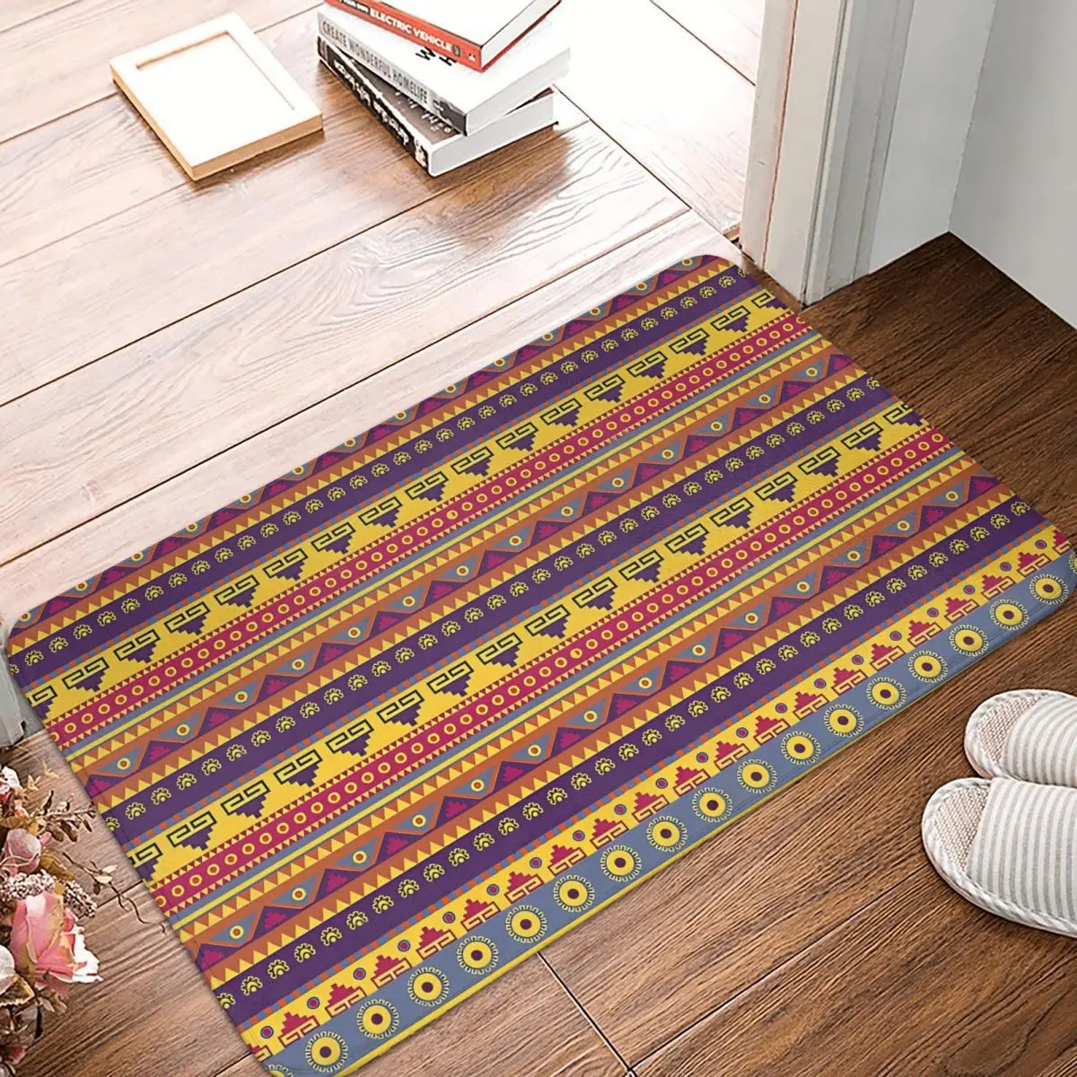 African Ethnic Abstract Pattern Yellow Bathroom Non-Slip Carpet MORROCAN ART Living Room Mat Entrance Door Doormat Floor