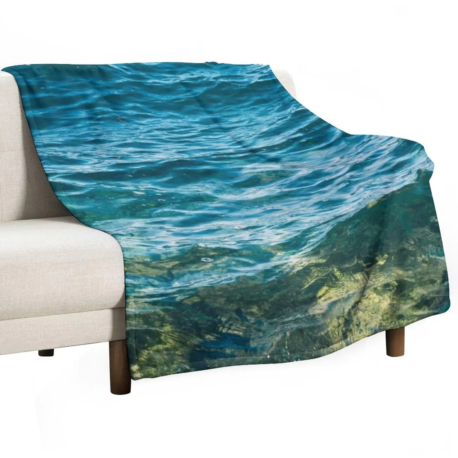 surface of deep blue sea, oceano ,Blue Ocean ,Blue Water, teal ocean, atlantic ocean, ocean water, oceanarium, wat Throw Blanket