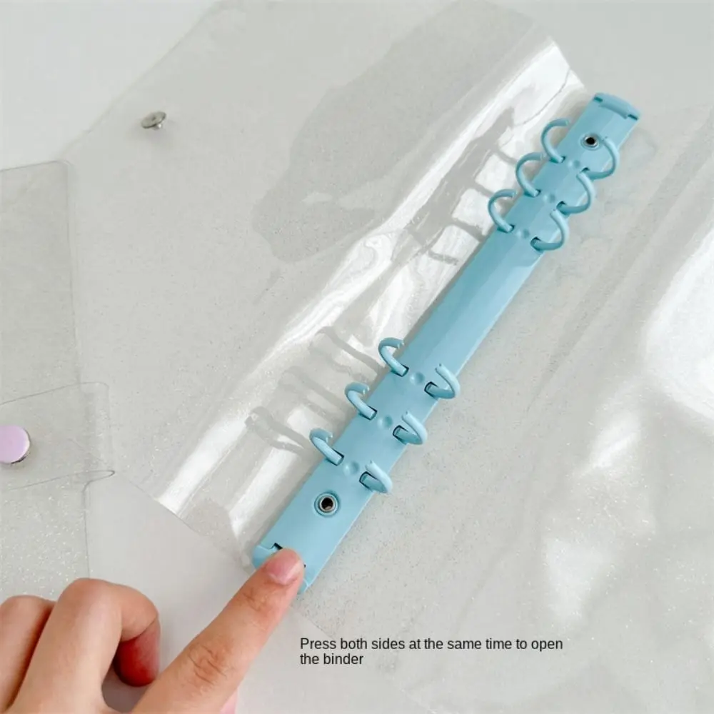 Fashion PVC and Metal A5 Binder 6-hole Transparent Loose Leaf Notebook Shell Multiple Colors Waterproof Photocards Holder Gift