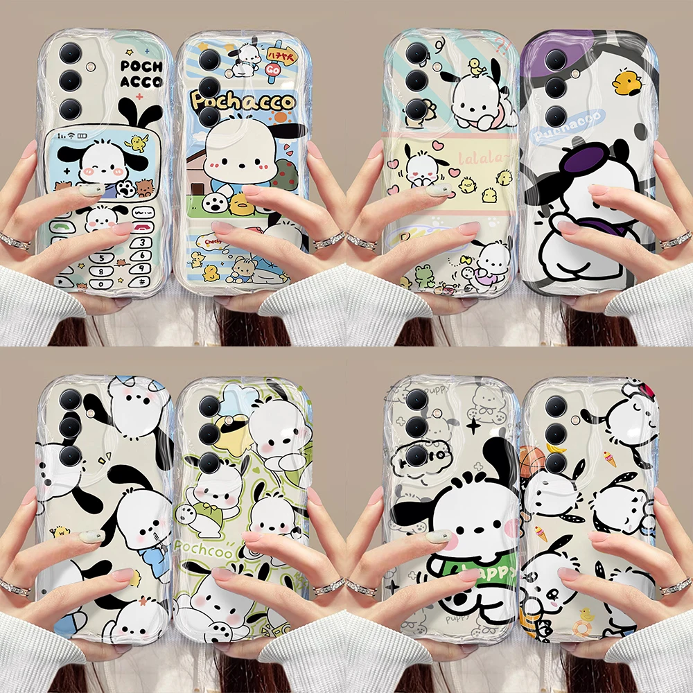 Funny Cute Pochacco 3D Wave Case For Samsung A73 A72 A71 A55 A54 A53 A35 A34 A33 A25 A24 A23 A15 A14 A13 A05 A04 A03 4G 5G Cover