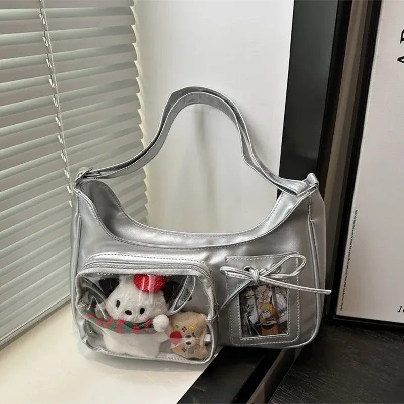 Y2k Harajuku Schultertasche für Damen Koreanische Transparente Ita-Tasche Schul-Umhängetasche Japanische Designer Preppy Handtasche Geldbörse – Detail 5