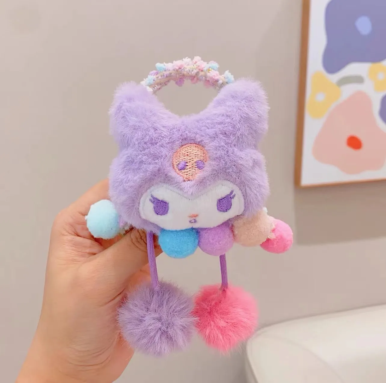 أربطة شعر مرنة من القطيفة اللطيفة للأطفال للفتيات، ربطات شعر كرتونية سانريو، أربطة مطاطية، أغطية الرأس، إكسسوارات الشعر #4