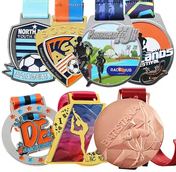 Medallas de carrera de premio, danza gimnástica, fútbol, medalla para correr, medallas deportivas personalizadas de aleación 3D de Metal esmaltado, oro, plata y cobre