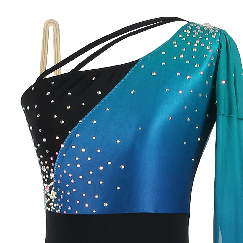 Zagitova Ijs Kunstschaatsen Rok Gradiënt Groene Lange Mouw Mesh Rok Meisje Competitie Prestaties