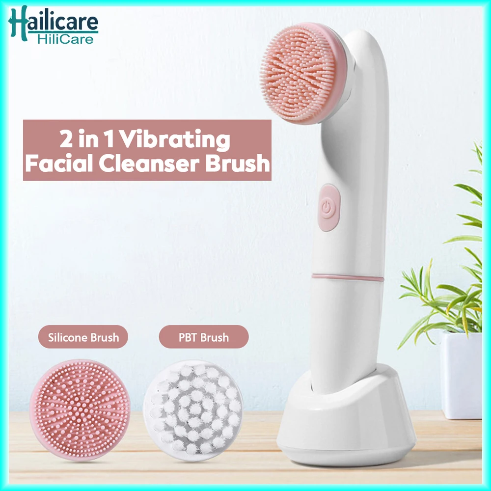 전기 페이셜 클렌저 배터리 구동 방수 진동 페이스 클리닝 브러시 2 스피드 페이스 딥 워싱 마사지 장치
