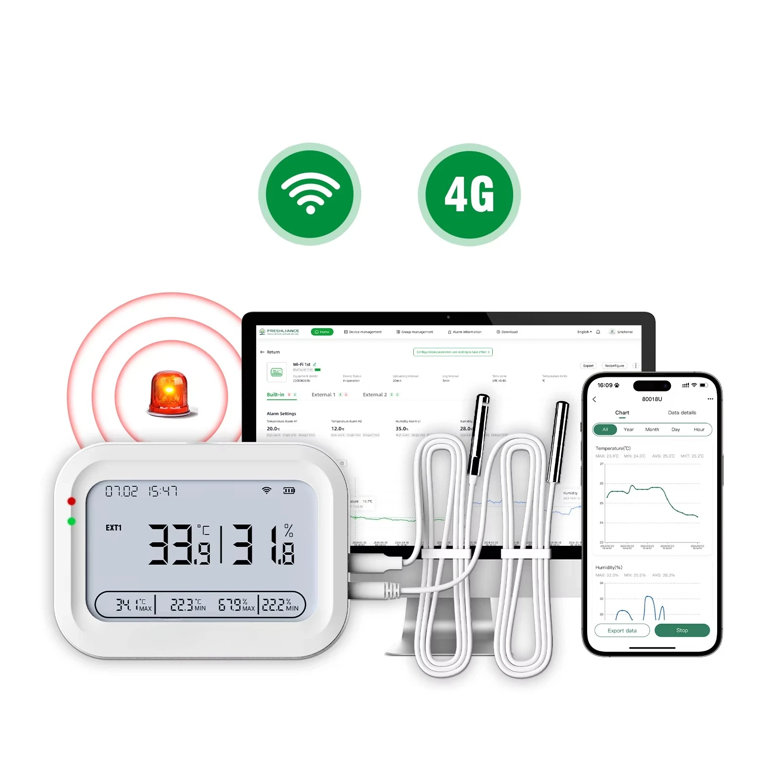 Cold Room Temperature Recorder Digital Hygrometer Thermometer Humidity WiFi Temperature and Humidity Sensor
