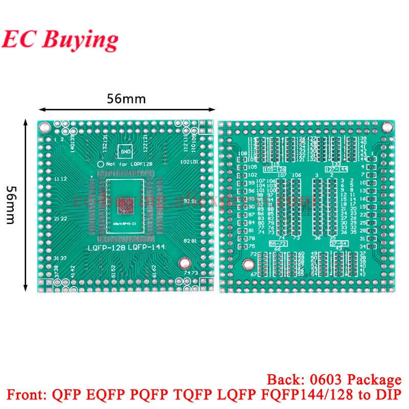 1-10Pcs QFP EQFP TQFP LQFP144 LQFP128 SMD Turn DIP Adapter PCB Pinboard SMT to DIP128/144 Converter 0.5mm Pitch IC Test Transfer