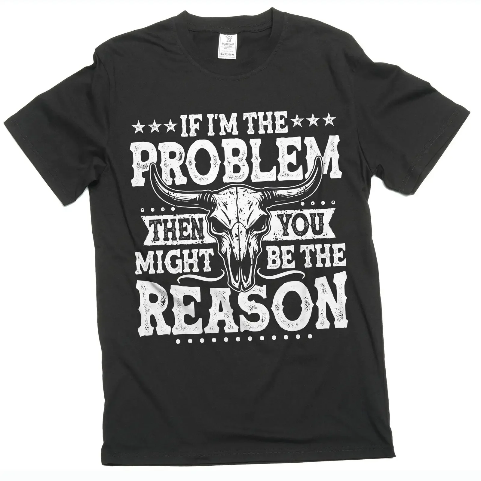 Men's funny sarcastic if I am the problem you might be reason T Shirt Birthday gift humorous texT vintage Washed Casual