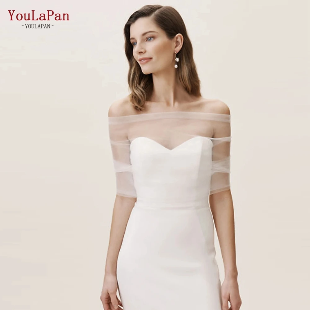 YoulaPan-Jaqueta de Casamento Noiva Transparente, Xale Bolero para Mulheres, Verão Encolhe os ombros para a Noiva, Capa DIY, VG73