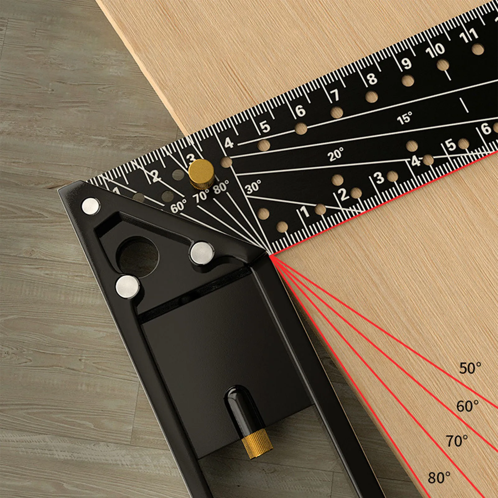 Multi Angle Measuring Ruler 12in Aluminum Alloy and High Carbon Steel Right Angle Ruler with Clear Scale for Accurate Measuring