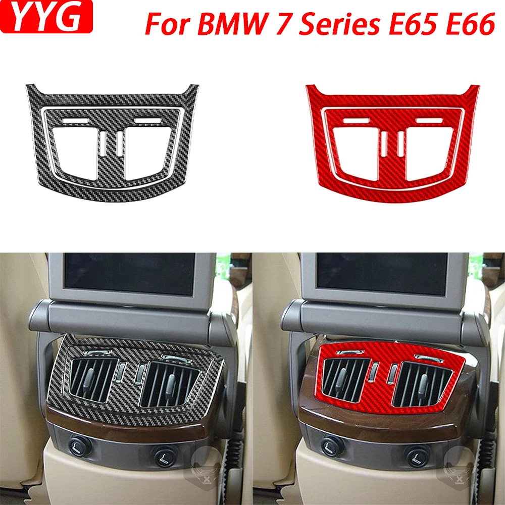 

For BMW 7 Series E65 E66 2002-2008 Carbon Fiber Rear Air Conditioning Outlet Panel Trim Cover Car Interior Accessories Sticker