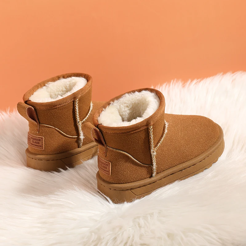 Botas de veludo e neve grossa infantil, antiderrapante, resistente ao desgaste, bota de algodão infantil, moda feminina, todos os fósforos, quente