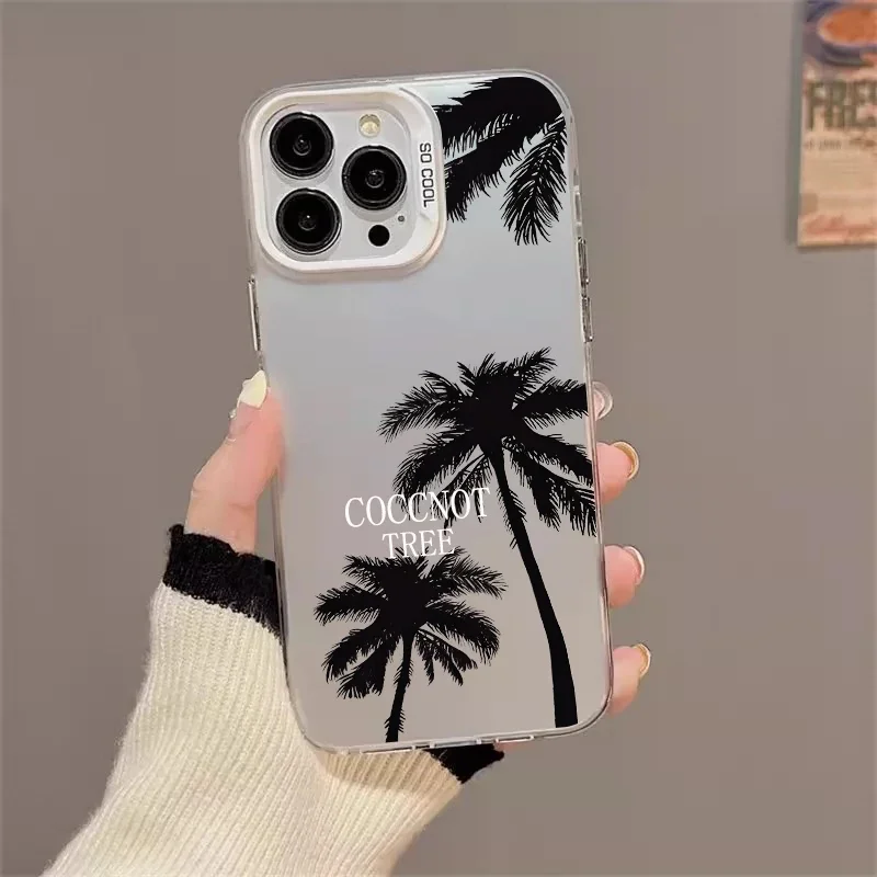 Coconut Pattern Hard Back Cover For Funda iphone 15 14 13 12 11 Pro 15Pro 14Pro 13Pro Max X XS X S Max Phone Case Coque