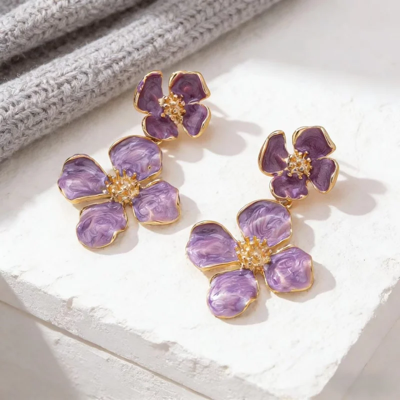 

Fashionable Alloy Droplet Flower Earrings Elegant Women's Daily Party Versatile Accessories Unique Jewelry No Gemstones