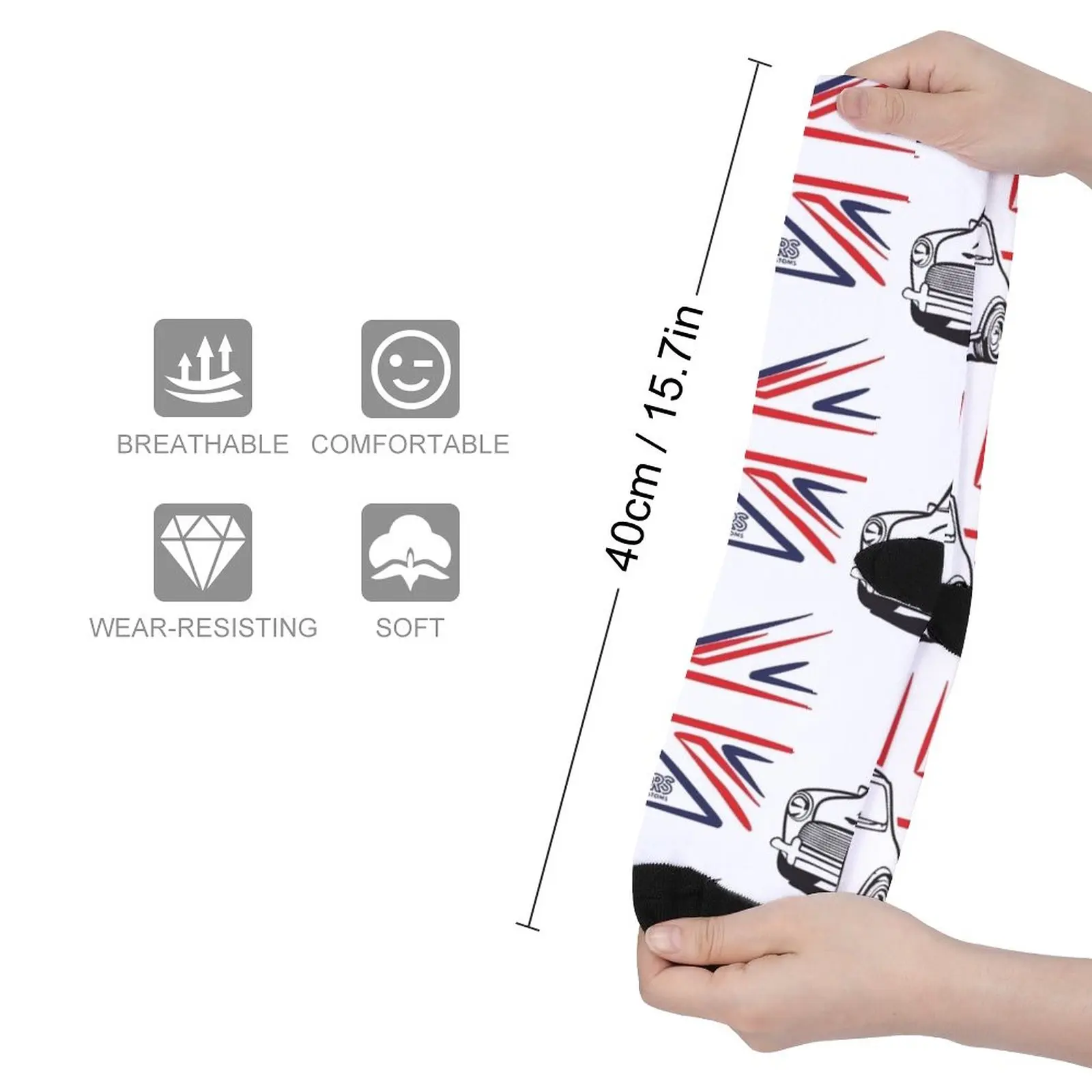 Classic Mini Cooper Austin With Great Britain Flag Socks Men′s sock hockey