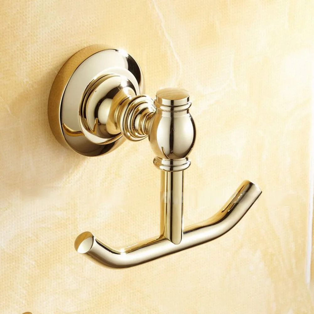 Luxury Gold Brass Coat Hook Bathroom Hardware Wall Mounted Bathroom Hanging Hook Bathroom Hardware zba097