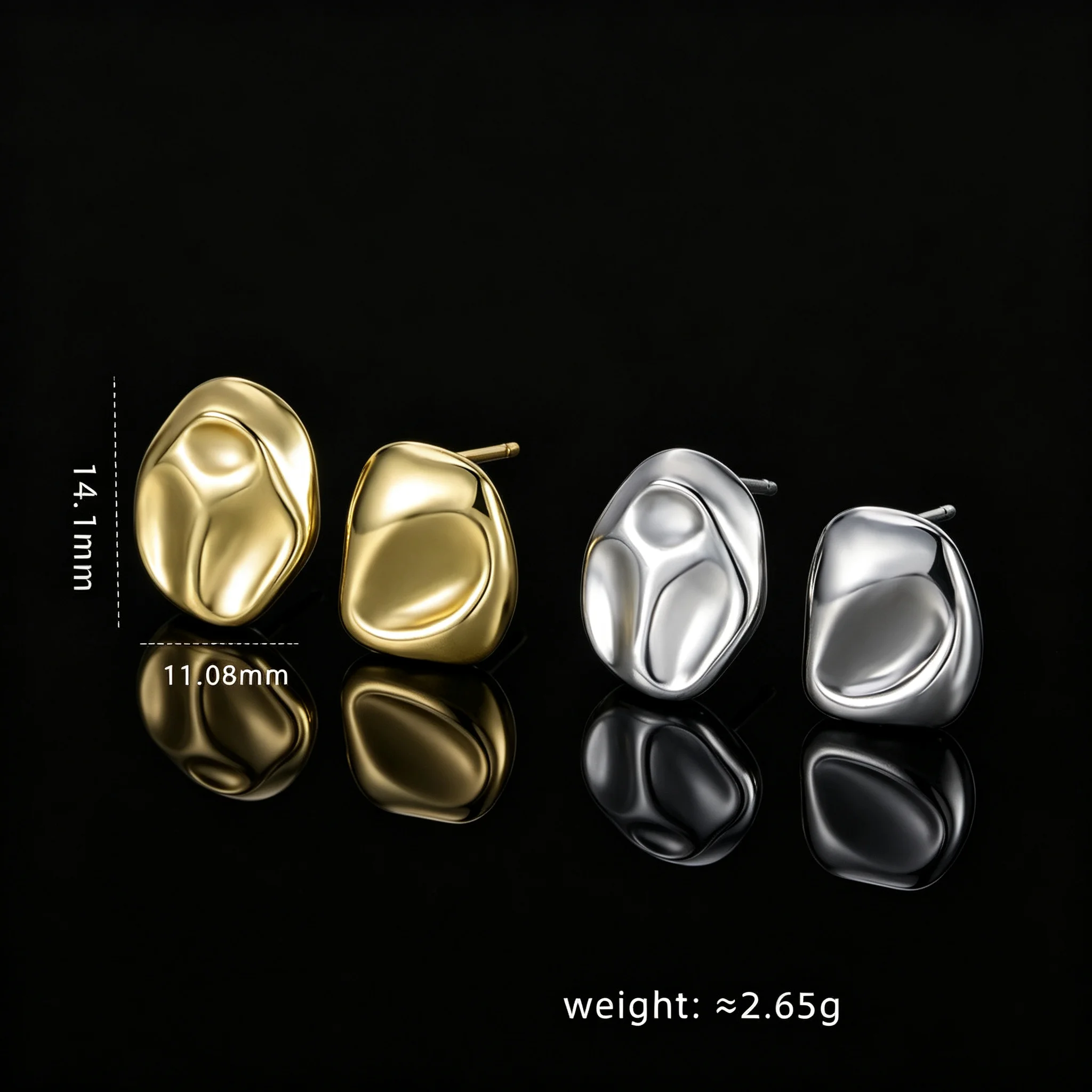 New Arrival Concave Convex Wrinkle Asymmetric Earrings Irregular Fashion S925 Sterling Silver Ear Jewelry