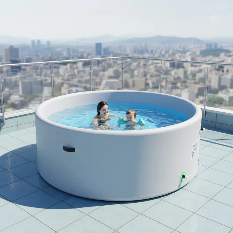 

Pink Round Outdoor Pool Sturdy Steel Frame Structure Ideal For Family Outdoor Water Fun And Summer Leisure Activities Durable