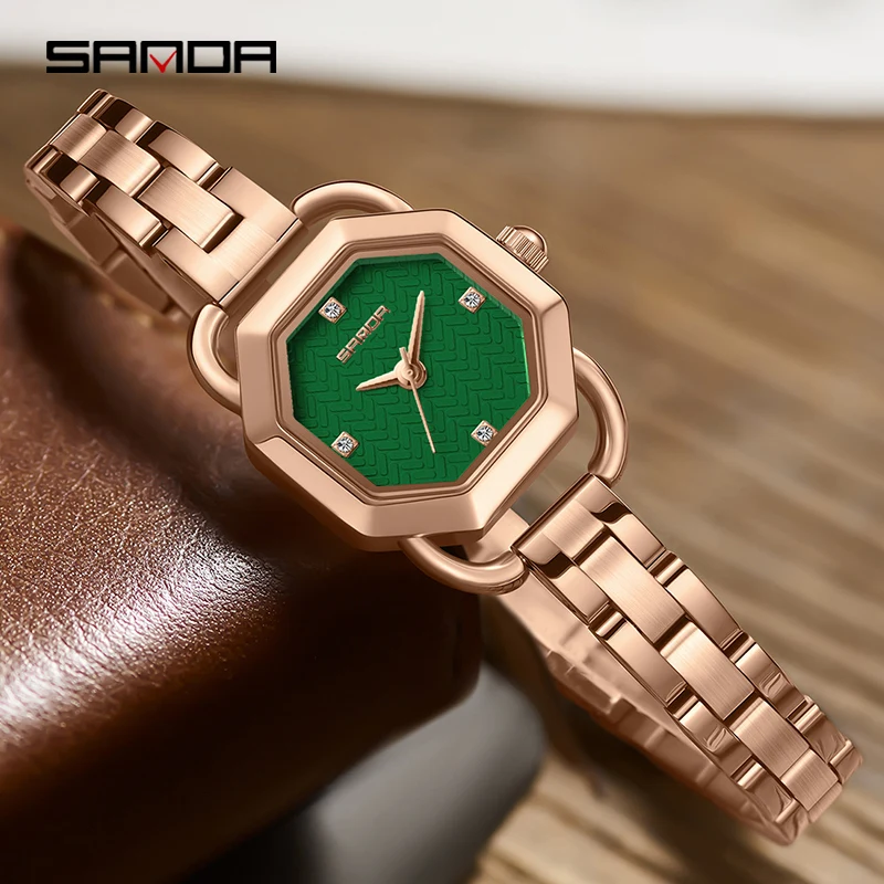 SANDA 1129 New Design Elegant Octangon Dial Quartz Movement Fashion Ladies Outdoor 30M Water Resistant Analog Female Wristwatch