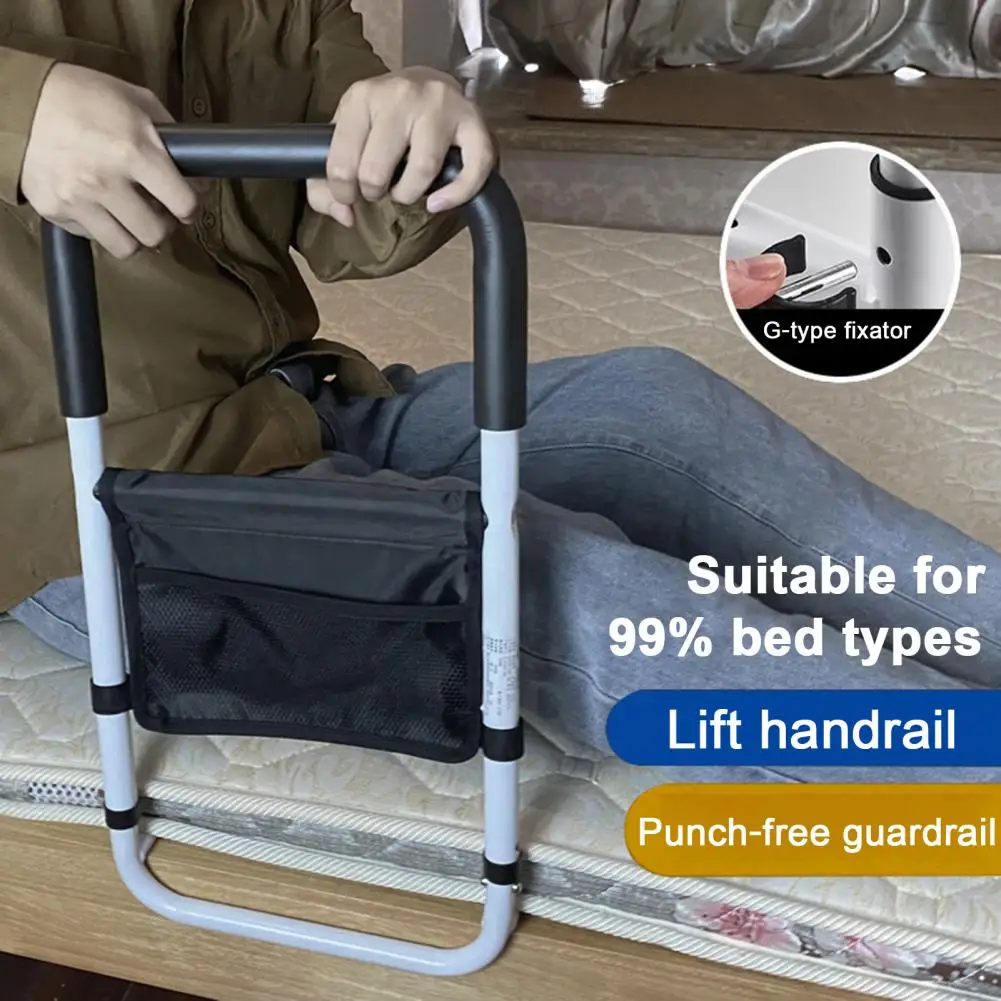 Easy Assembly Bed Rail Adjustable Bed Rail with Sensor Light Storage Pocket for Elderly Adults Pregnant Women for Handicap