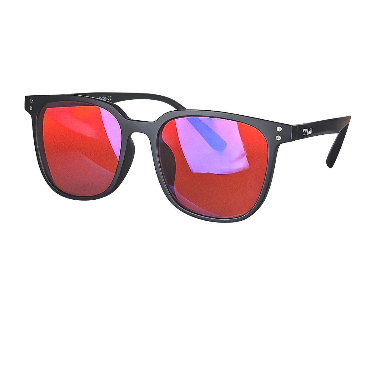 SHINU Luxuriöse Brille mit roten Gläsern, besserer Schlaf, orangefarbene Linse, blaues Licht blockierend, für Computer oder Langzeit-Gaming-Tr90-Rahmenbrille