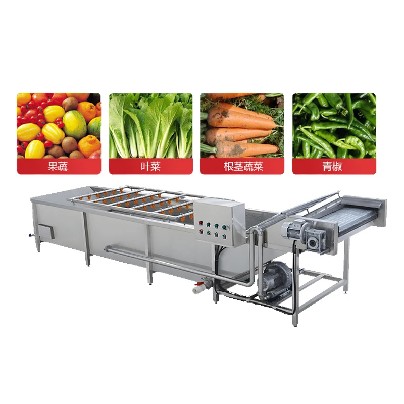 Stainless Steel Rotary Drum Fruit Washer with High Pressure Spray and Automatic Discharge Root and Tuber Vegetables