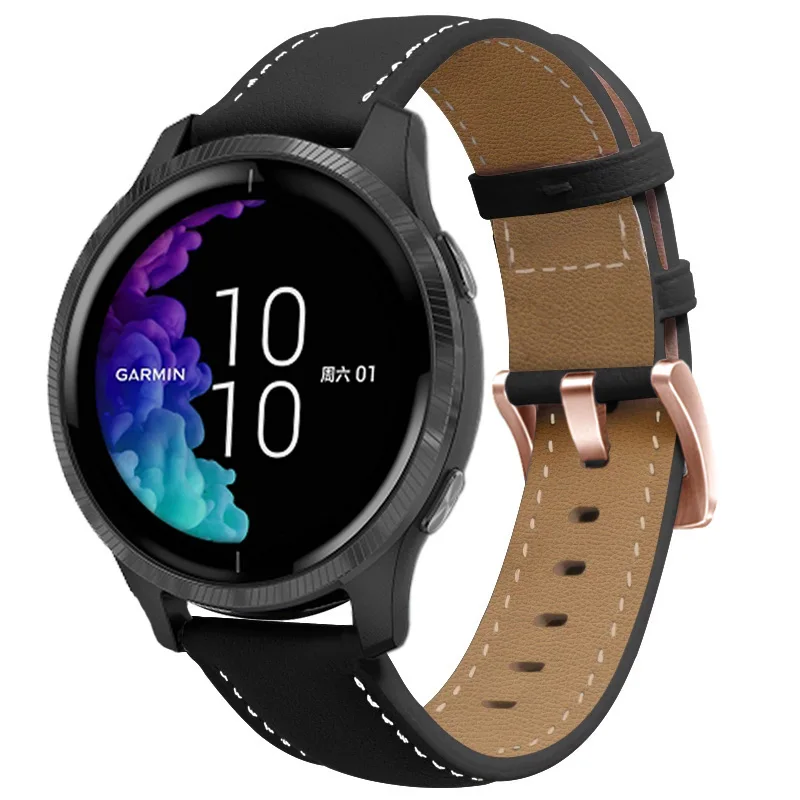 18mm 20mm Leather Watch Strap For Garmin Venu 2 plus SQ Vivomove HR Active 2 Wristband For Garmin Vivoactive 4S 4 245 Bracelet