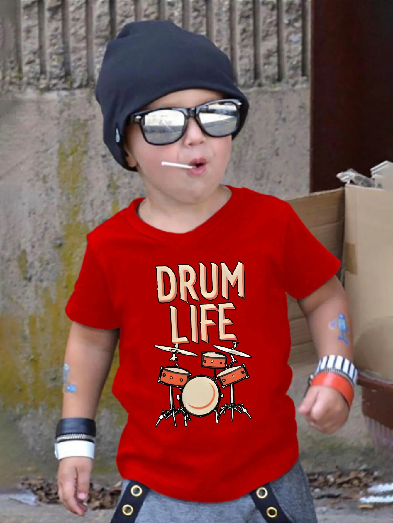 Drum Life Drum Kit Graphic Kids T Shirt Boys Girls Music Lover Short Sleeve Tee Family Matching Children Casual Daily Outfit Top