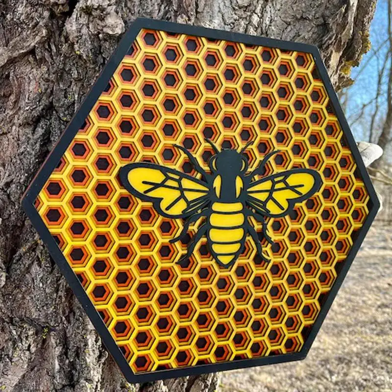 Wooden Honey Comb Decor Multi-Layered Honey Comb Crafts Honey Bee Sign Garden Sign Decor Honey Bee For Her/Him Bee Festival