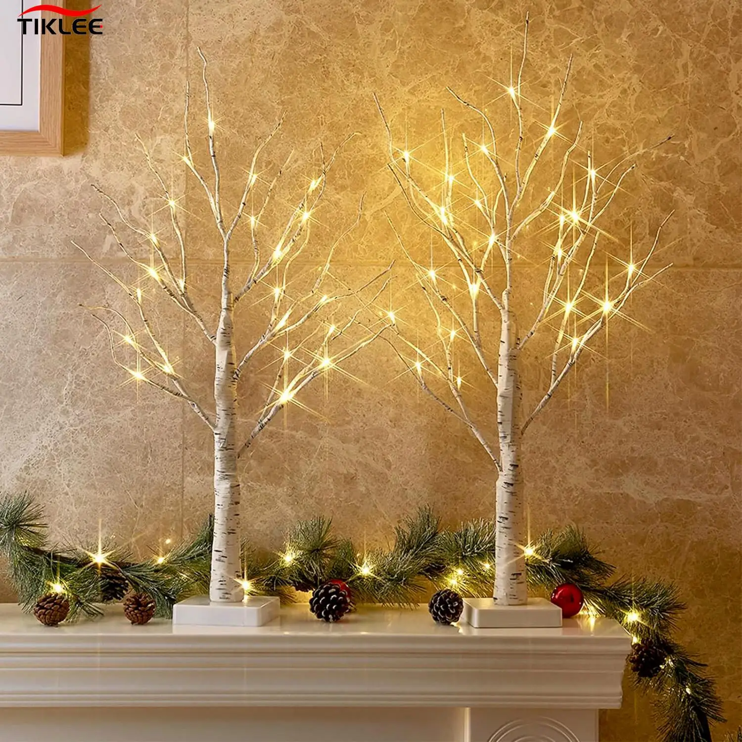 2FT Birch Tree Night Light Table Light Decoration Fairy Christmas Tree Light Lamp For Home Bedroom Wedding Decor Party Holiday