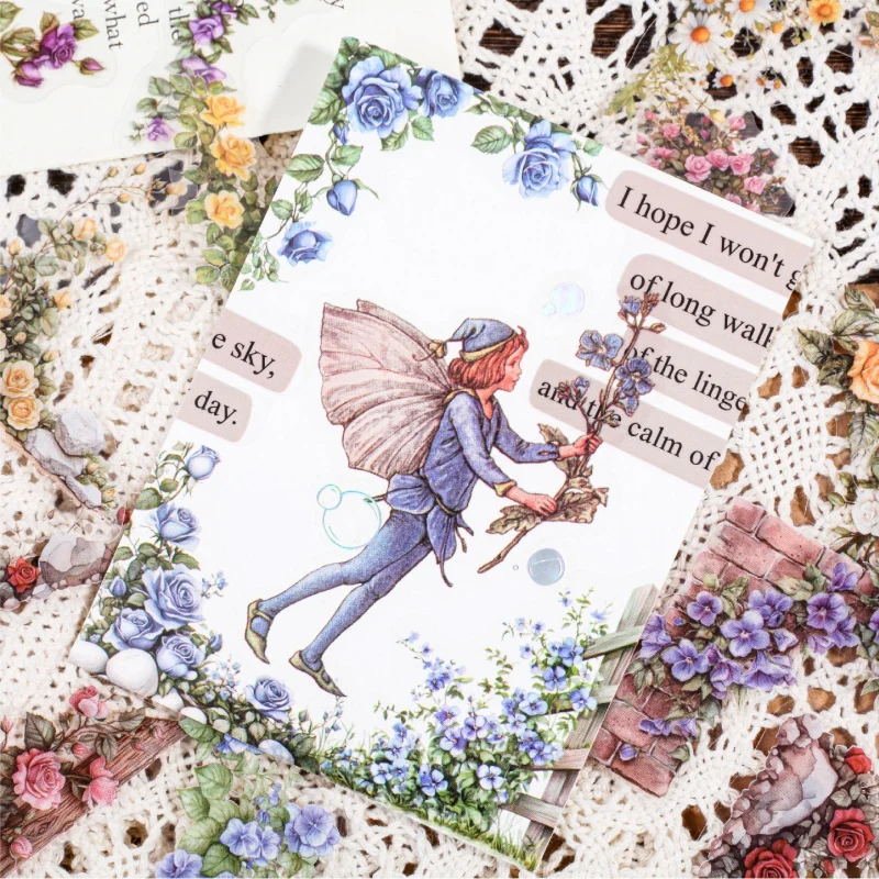 30Pcs Flower Corner Stickers Retro Hollowed out Border Design Collage Scrapbook Material Office Stationery Decoration Stickers