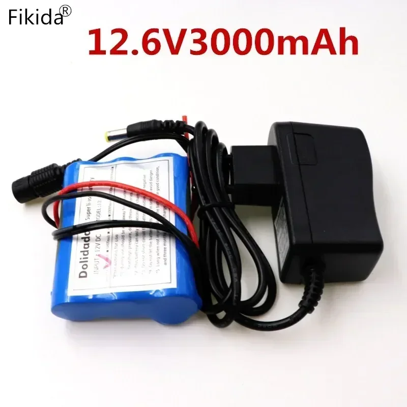 2026 New 12 V 3000 MAh 18650 Li-ion Rechargeable Battery Pack For CCTV Camera 3A Batteries+ 12.6V 1A Charger+Free Shopping