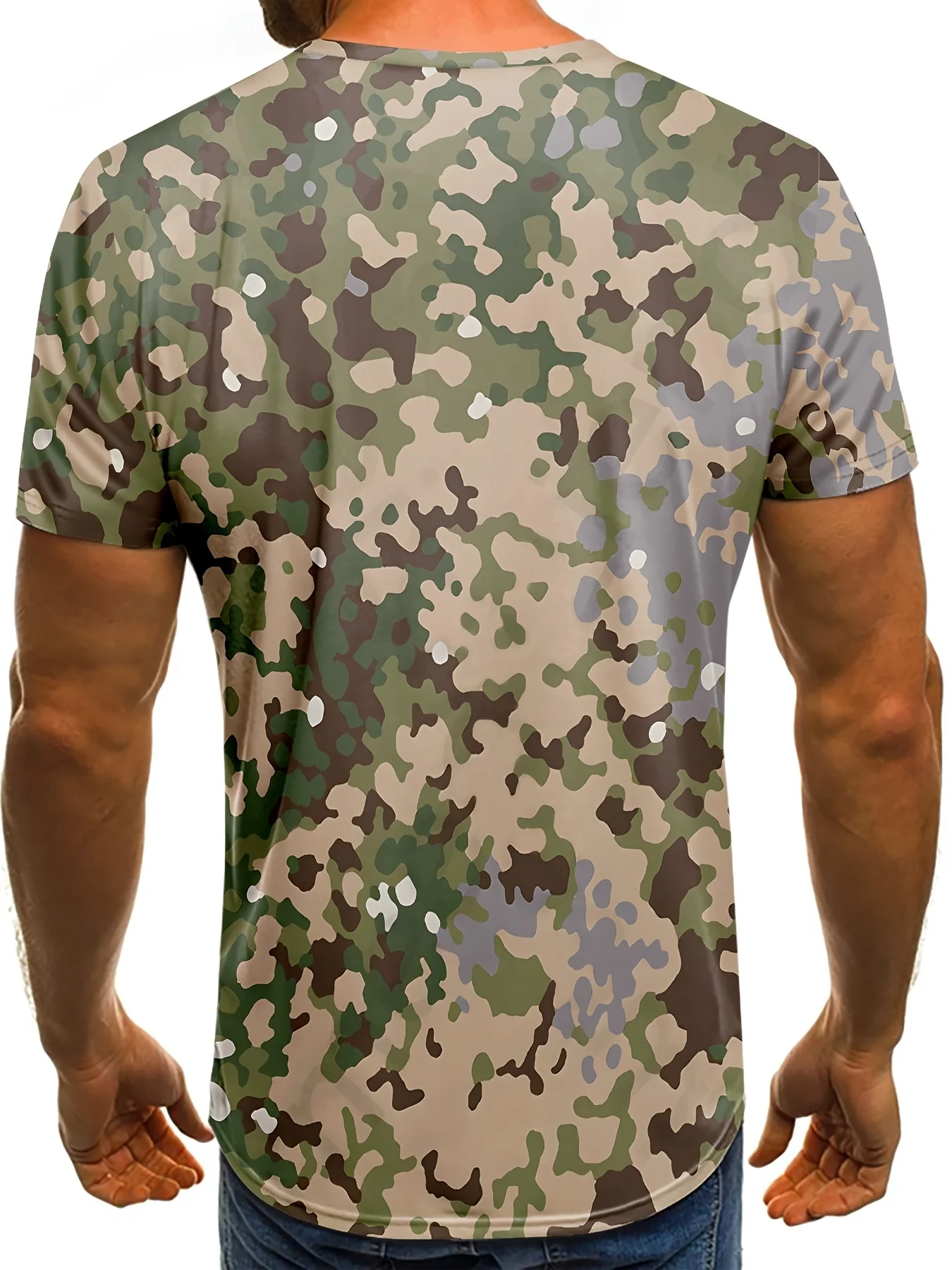 Camouflage Pattern Print Crew Neck T-shirt Stylish Short Sleeve Top For Outdoors Men\'s Summer Comfy Tee Hot Sale Mens Tshirts