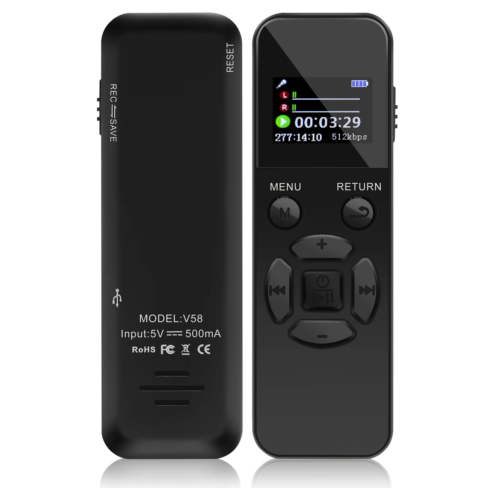 

Vandlion V58 Digital Audio Recorder 128GB Rechargeable Telephone Recording Sound MP3 Player Noise Reduction Record