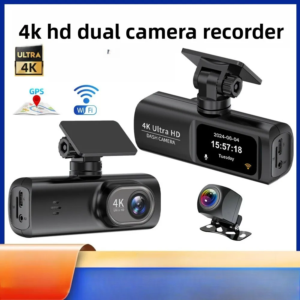 

4K Dash Cam High-definition Night Vision Front and Rear Dual Recording Mobile Phone Interconnection Reversing Image Car Recorder