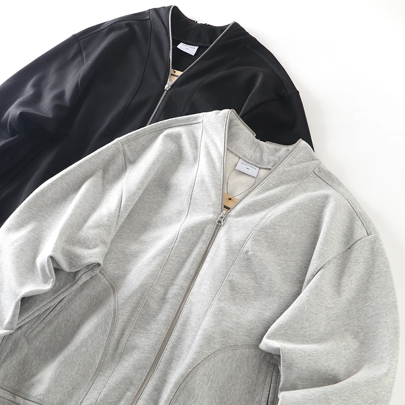 Retro Japanese Style Open Cardigan Jacket Men's Casual V-Neck Neckless Match Couples Tops Fleece Lined Long Sleeve Coat