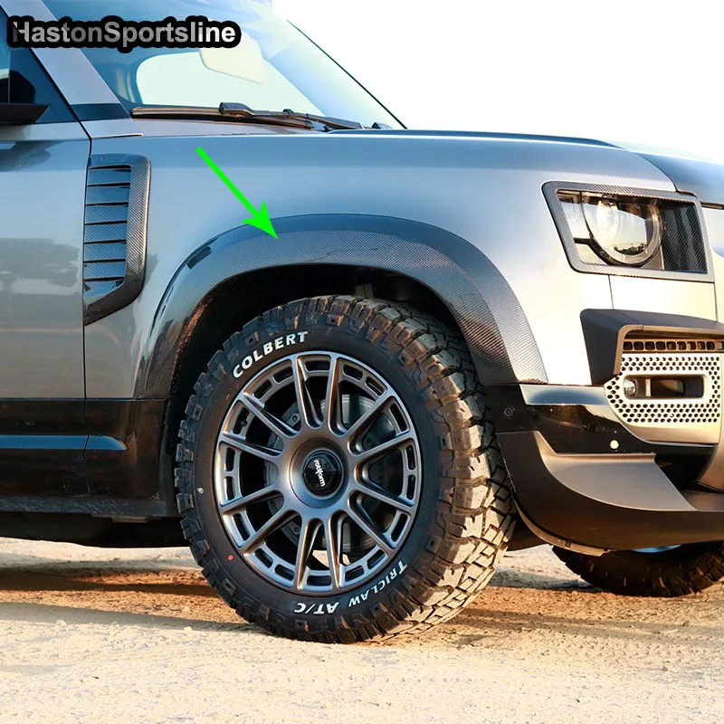 6Pcs/Set Car Real Carbon Fiber Fender Flares Wheel Arch Mudguards For Land Rover Defender 2020-2022