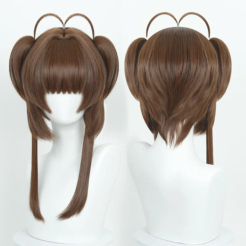 Magic Card Girl Sakura Cosplay Costume Wig Sakura Simulation Short Hair Halloween Carnival Theme Party Props for Women Girls