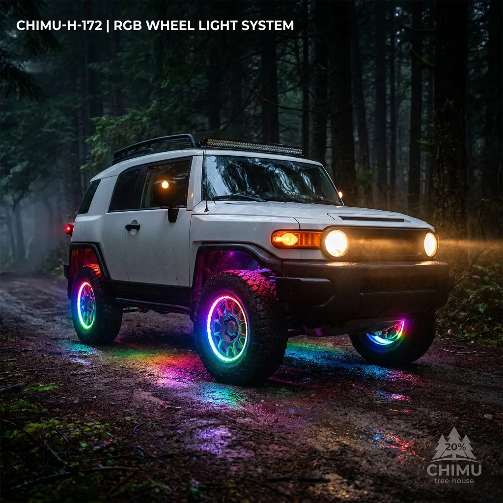 

【CHIMU HOME】 for Truck SUV Off-road 12V 24V RGB LED Wheel Ring Light Strip Kit App Control IP68 Decor
