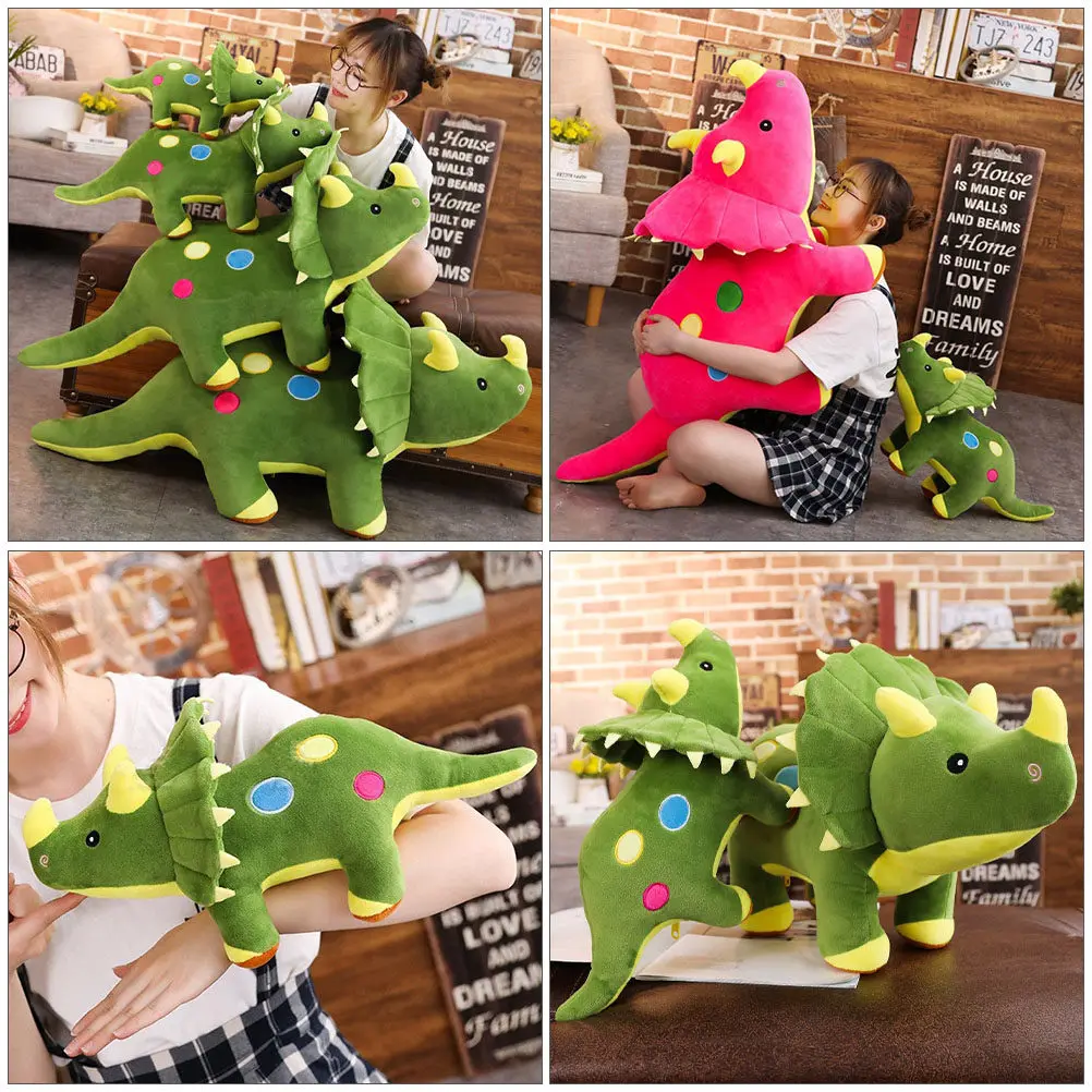 Huggable Triceratops Stuffed Animal Gentle Skin Touch Festive Gift Kids Toddlers Home Office Car Decoration Easy Surface Wash