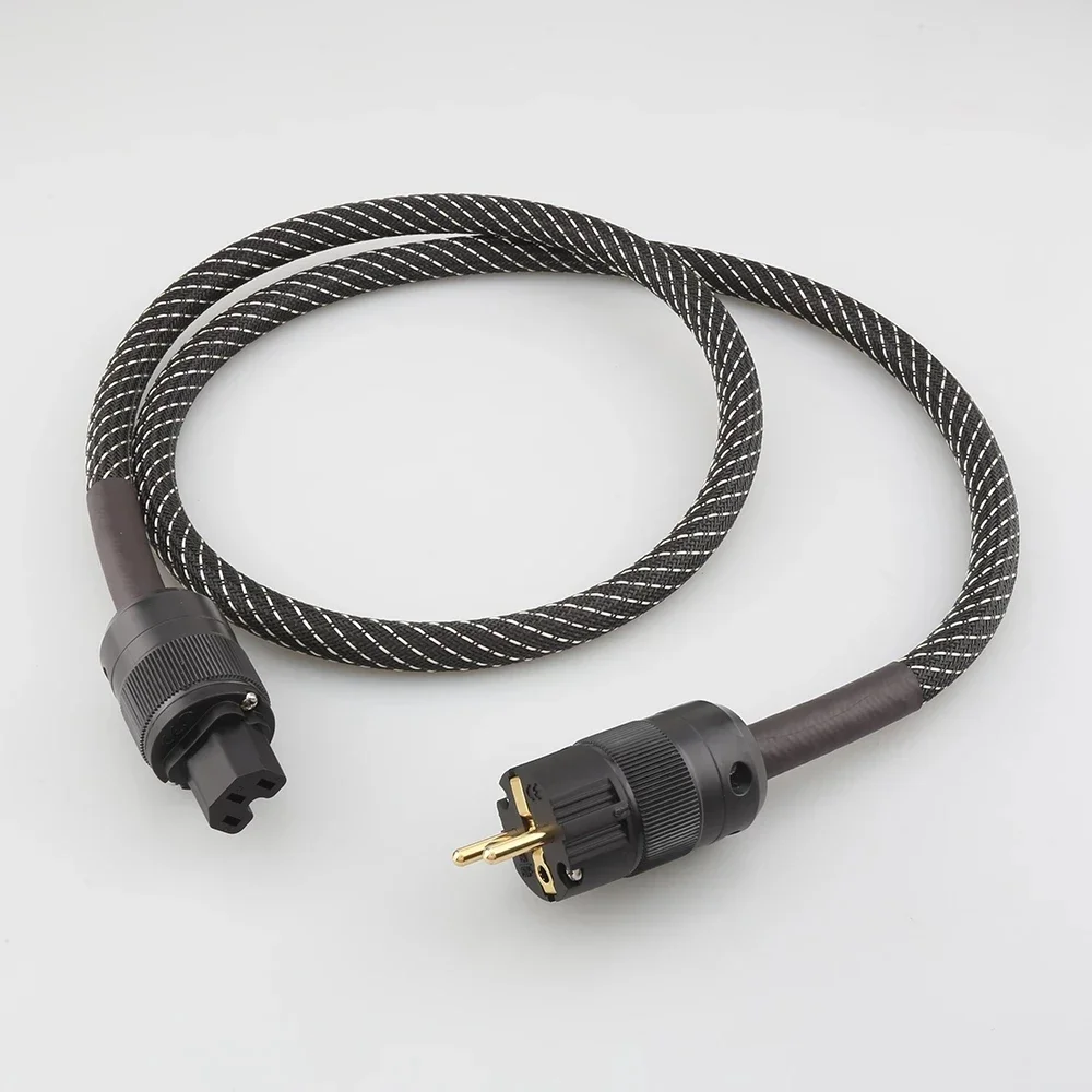 

8N AC313 Copper SCHUKO Power Cable Gold plated EUR power plug cable hifi power cord cable for DVD CD AMP