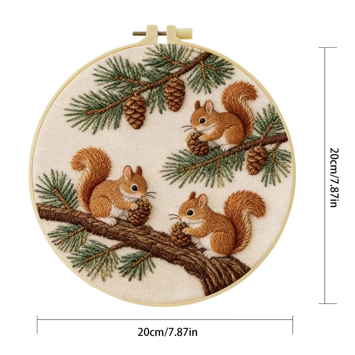 1 Stück 20X20CM/15X15CM 7,87/6,3 Zoll Tier - Eichhörnchen Stickerei Starter-Kit DIY-Kit DIY-Stickerei-Set Handarbeiten Malerei – Detail 5