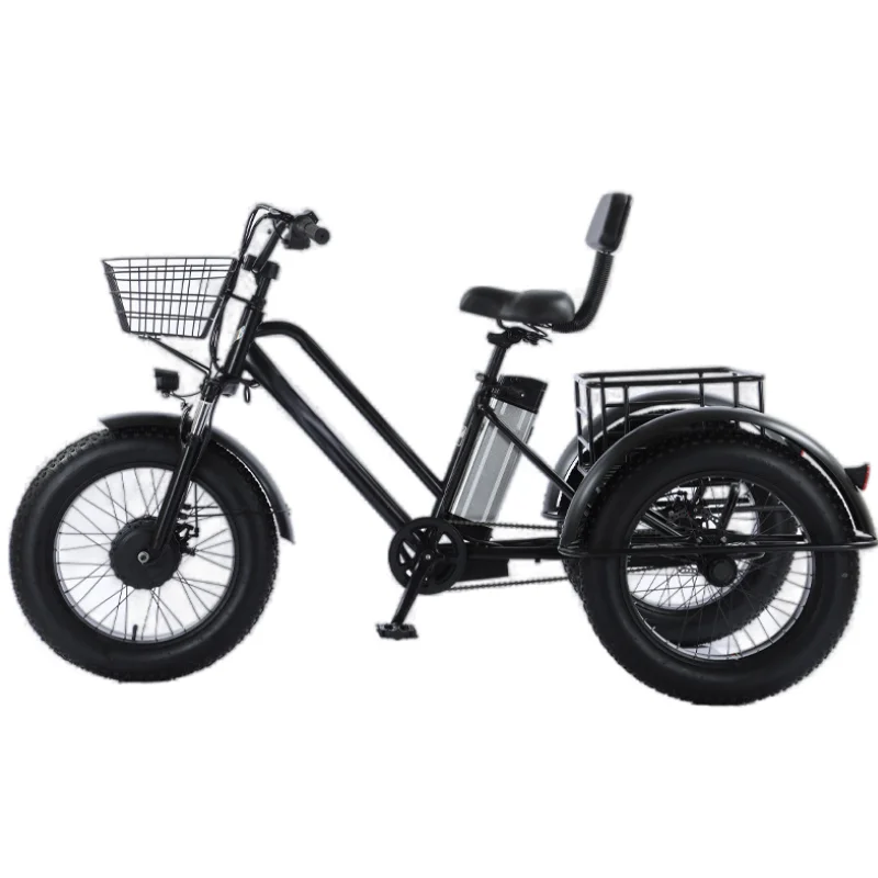 20 Inch Fat Tire All Terrain Electric Tricycles  For Adults 48V 500W Three-Wheel Electric Bicycle With Passenger Seat