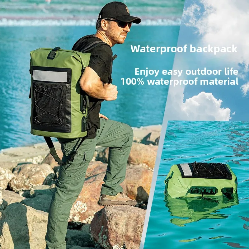 35L Waterproof Water Resistant Dry Bag Backpack,Roll-Top Water-Resistant Bag  Pocket for Outdoor Water Sports,Beach,Camping