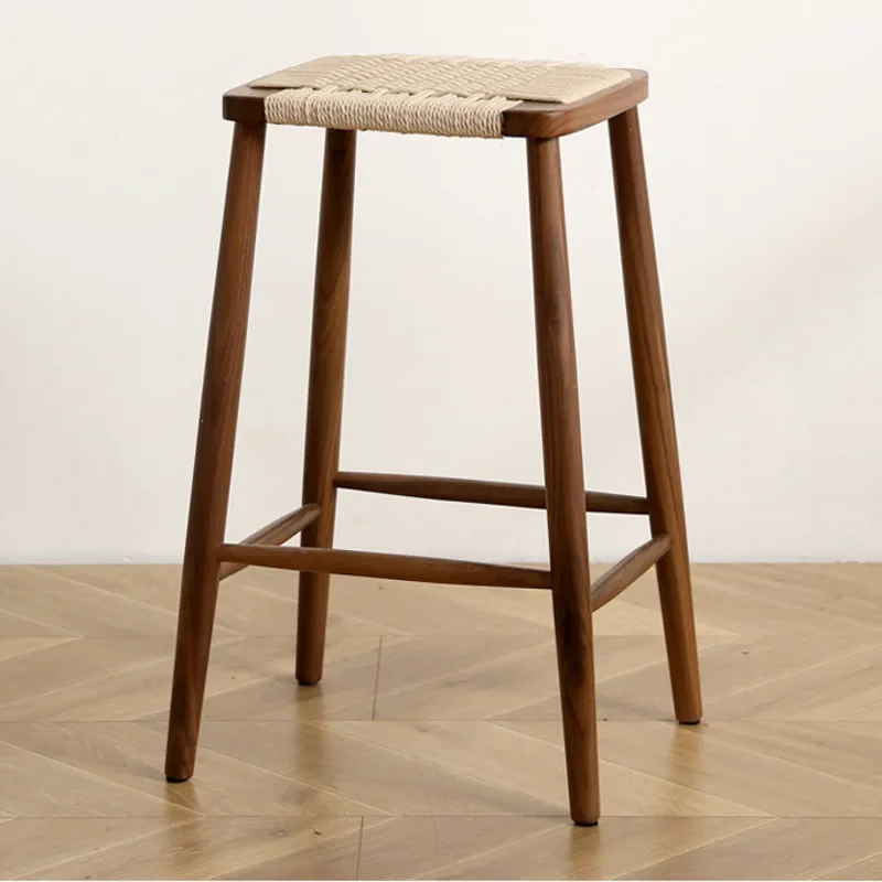 Japanese Restaurant Stools Square Woven Dining Seat Living Room High Foot Dressing Stools Stable Load-bearing Kitchen Furniture