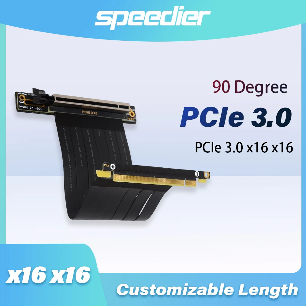 

Удлинительный кабель PCIe 3.0 X16 X16 PCI Express 3.0, двойной, 90 градусов, прямоугольный, 16x, удлинитель ленты Riser для графики, вертикальный